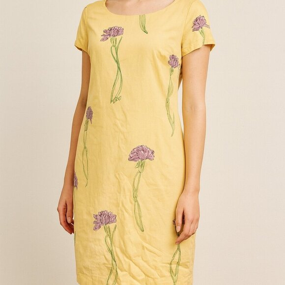 Lilly Pulitzer Dresses & Skirts - Lilly Pulitzer White Label RARE - Solid Yellow Dress w/ Purple Flowers - Size 8